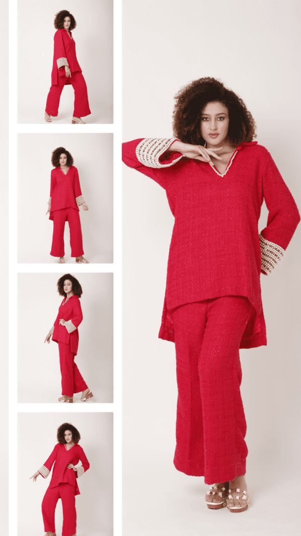 Collared Red winter Co-ord set - Image 2